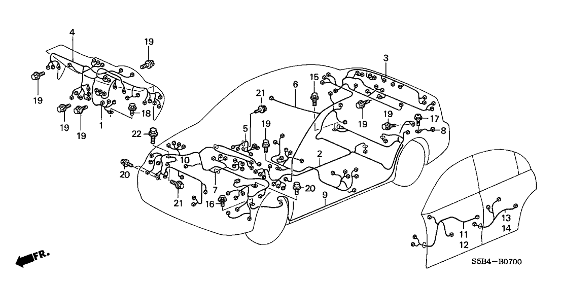 Honda 32155-S5A-A10 Wire Assy., Interior (Sunroof)