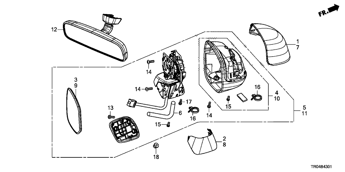 Honda 76258-TR0-305 Mirror Set, Driver Side (Coo) (R.C.)