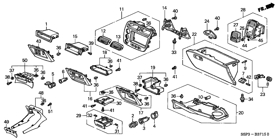 Honda 77312-S5A-L01ZB Panel Assy., Center (Lower) *NH167L* (GRAPHITE BLACK)