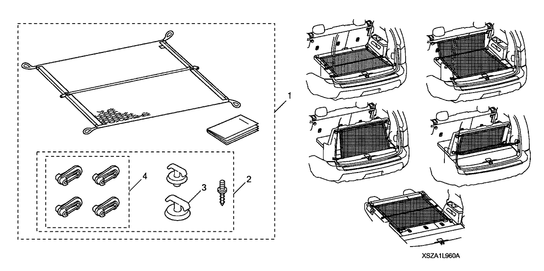 Honda 08L96-SZA-1A0R1 Hardware Kit, Adv Cargo Net