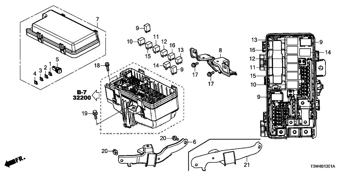 38256-T3W-A11 Honda Cover,Relay Box