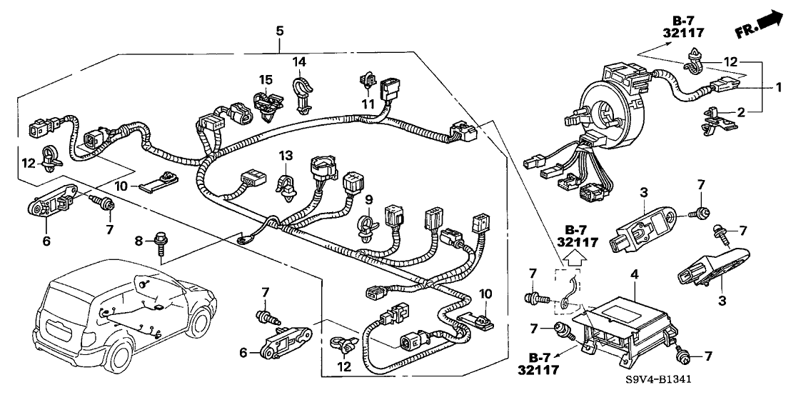 Honda 77962-S9V-A20 Wire Harness, SRS Floor