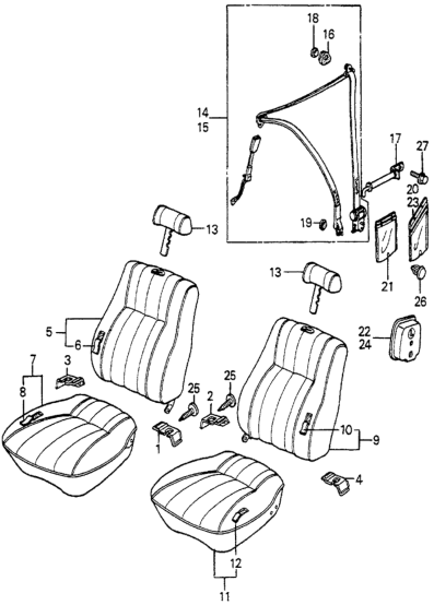 Honda 77430-SA6-675ZA Cushion Assy., L. FR. Seat *NH72L* (LIMPID GRAY)