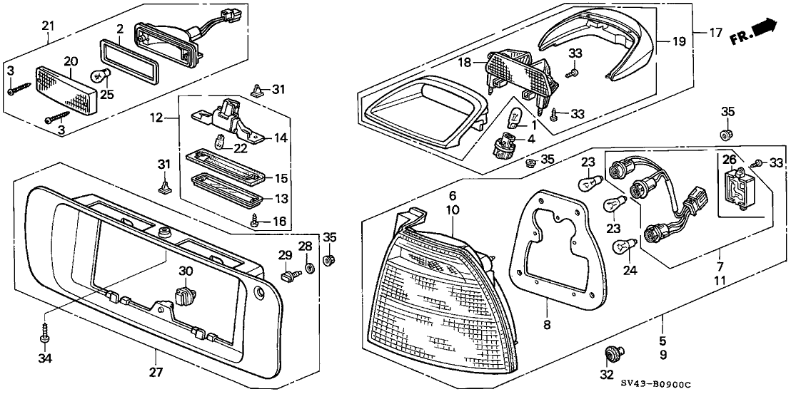 Honda 34274-SV4-A01ZD Lamp Unit *Y18L* (SILKY IVORY)