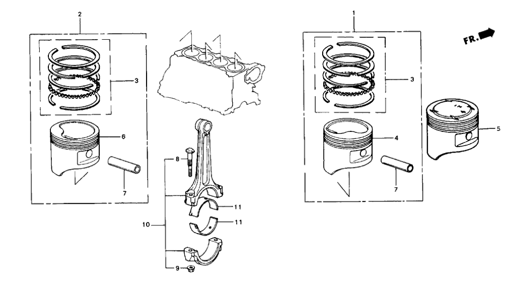 Honda 061B3-PE1-000 Piston Kit (2-4 Std)