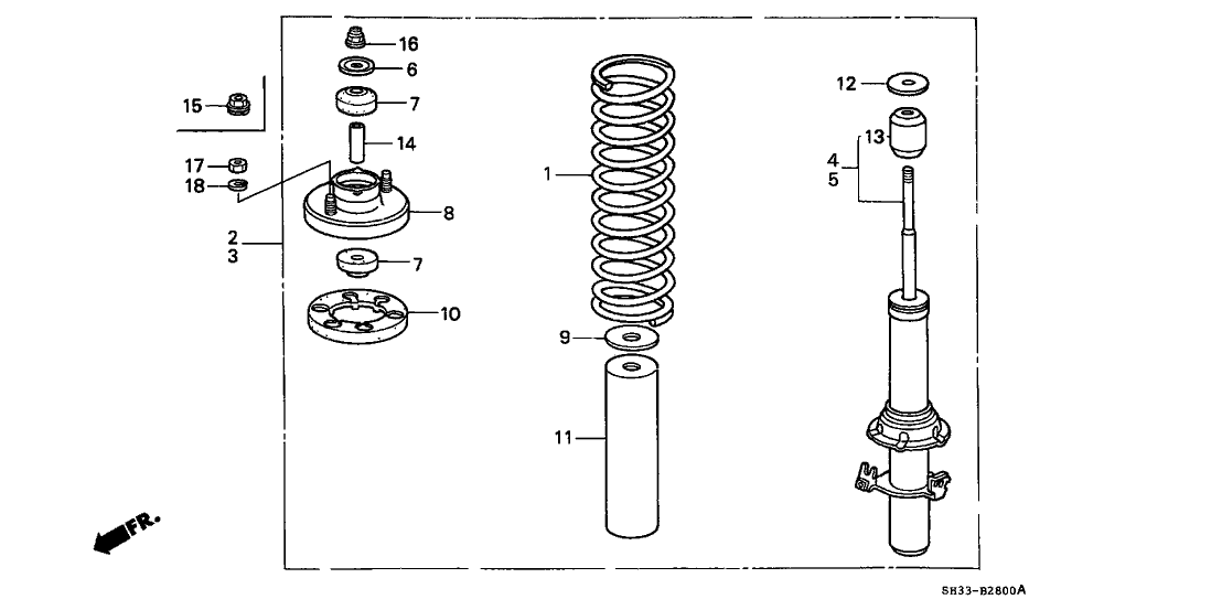 Honda 51602-SH3-N38 Shock Absorber Assembly, Left Front