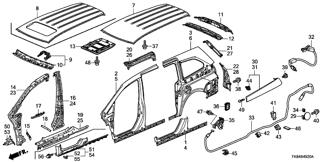 Honda 62120-TK8-A00ZZ Rail, FR. Roof