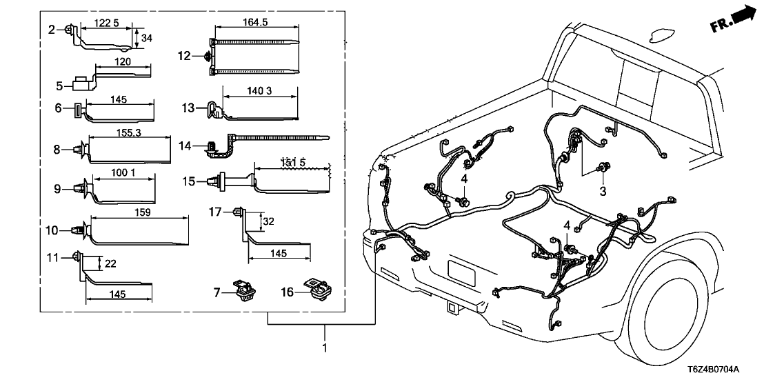 Honda 32108-T6Z-AC0 WIRE HARNESS, RR