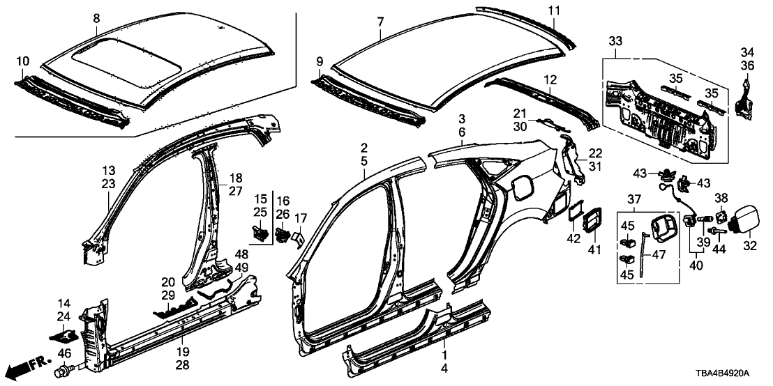 Honda 04645-TBA-A00ZZ Panel Set, L, FRT