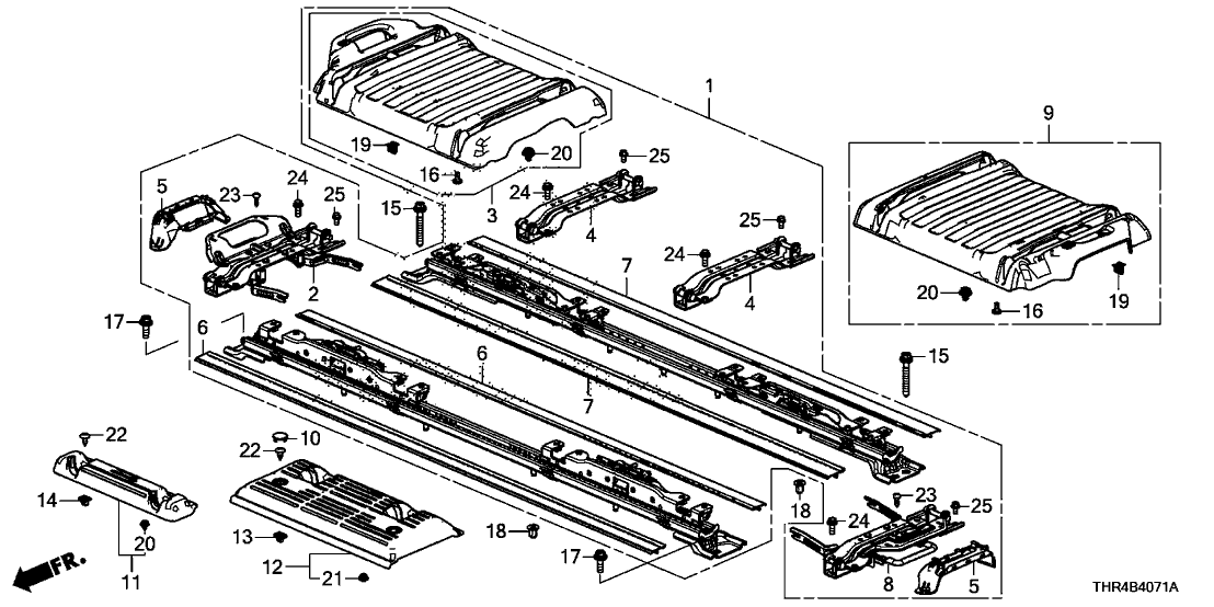 Honda 81033-THR-A21ZB Cover, Middle Row Carrier (Lower) *NH900L* (DEEP BLACK)