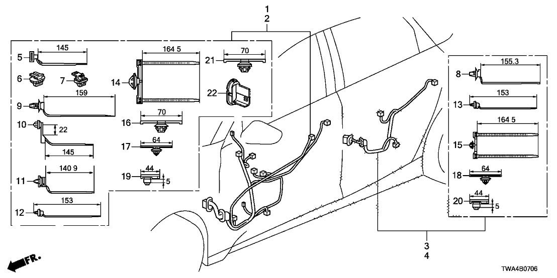 Honda 32753-TVC-Y00 Wire Harness, R. RR. Door