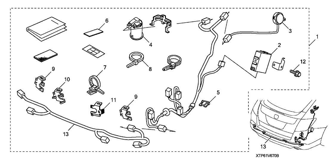 Honda 08V67-TP6-1B031 Harness, Back-Up