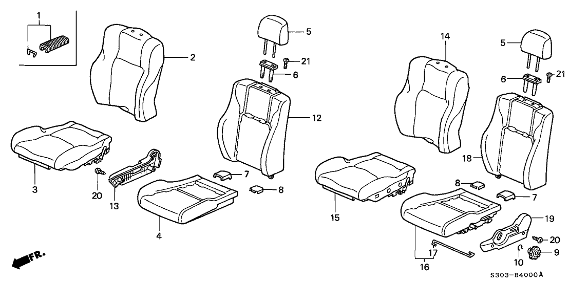 Honda 81232-S30-J01 Pad & Frame, R. FR. Seat-Back