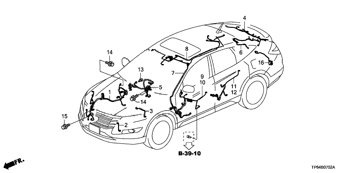 Honda 32156-TP6-A01 Sub-Wire Harness, Sunroof