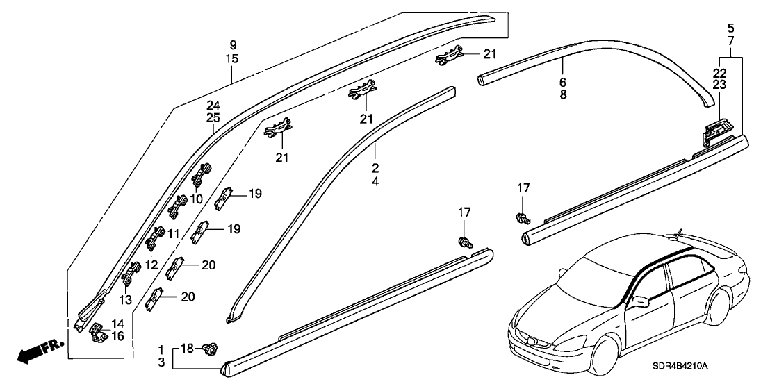 Honda 73153-SDA-A11 Molding, R. Drip Side