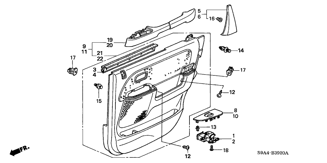 Honda 83733-S9A-A41ZA Lining, R. RR. Door *NH167L* (GRAPHITE BLACK)