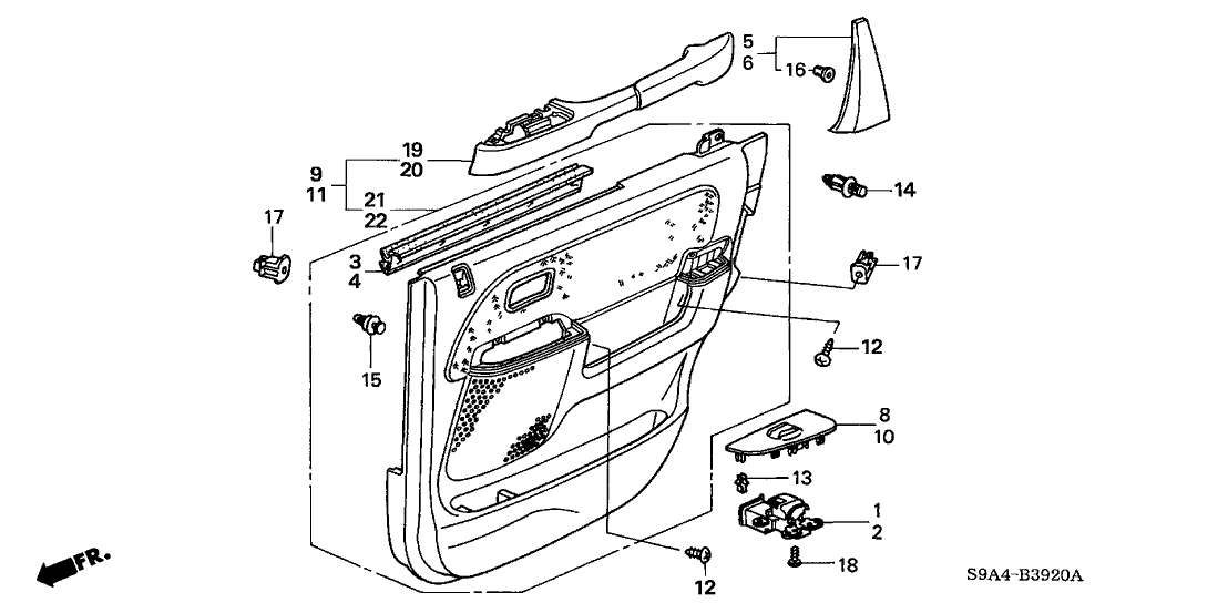 Honda 83733-SCA-A41ZB Lining, R. RR. Door *YR202L* (DARK SADDLE)