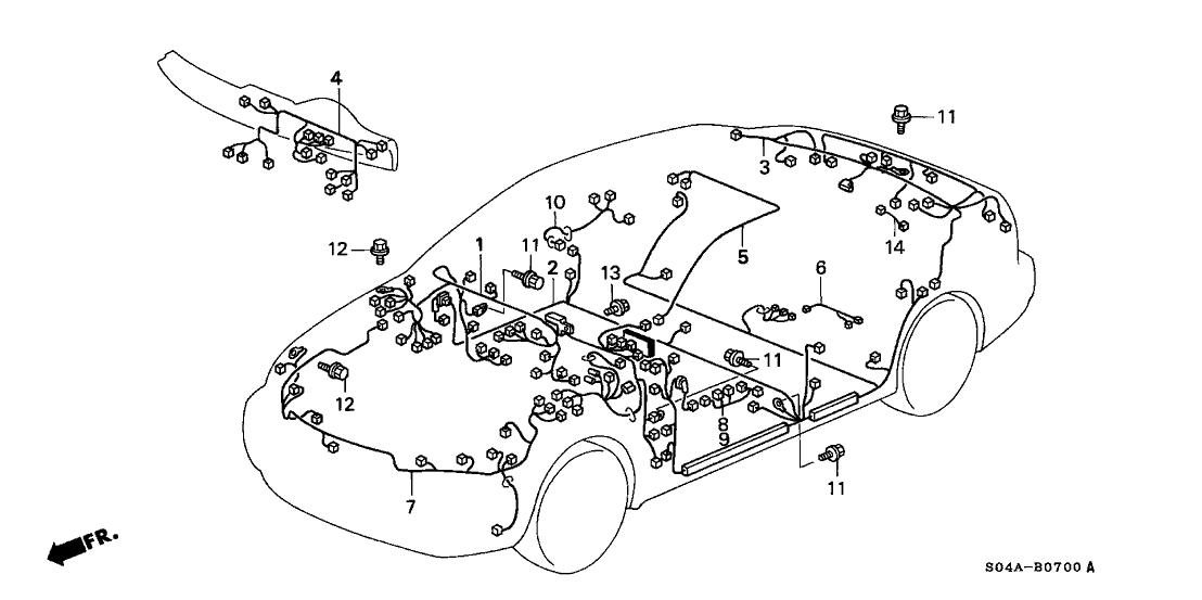 Honda 32108-S04-A31 Wire Harness, RR.