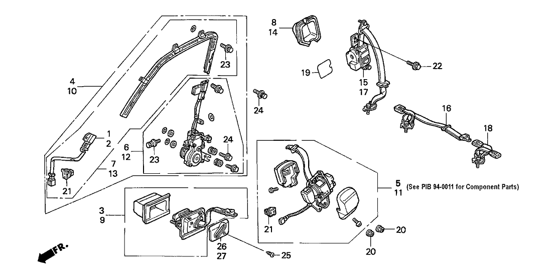 Honda 06849-SM2-A01ZC Buckle Set, R. FR. *NH167L* (Takata) (GRAPHITE BLACK)