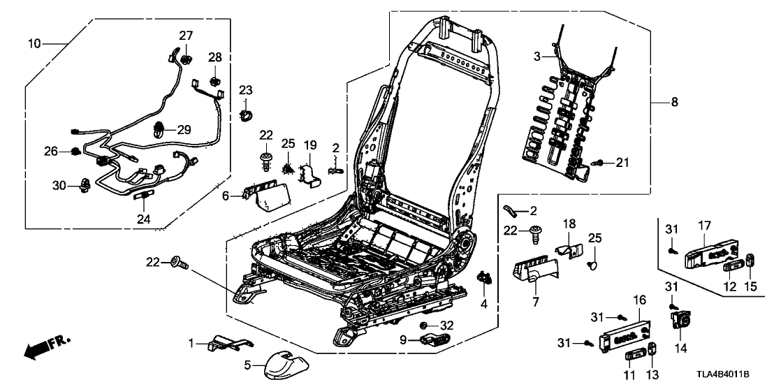 81606-TNC-A11 Honda CORD, L. FR. POWER SEAT