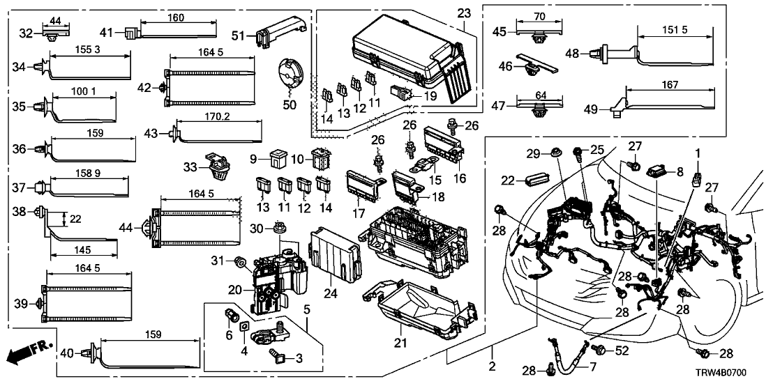 Honda 91544-TRW-003 Clip, Band Harness (40) (164.5MM) (Black)(Seal)