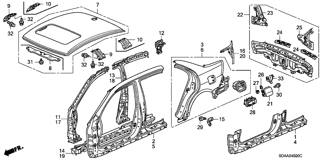 Honda 04645-SDC-407ZZ Panel Set, L. FR. (Outer)