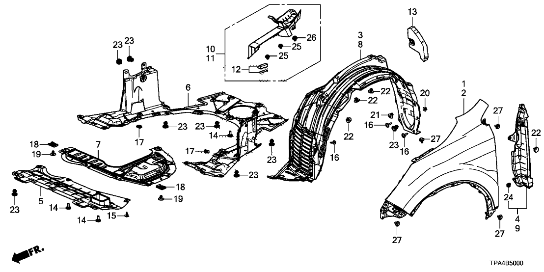 Honda 74117-TPG-A00 SET, ENG COVER