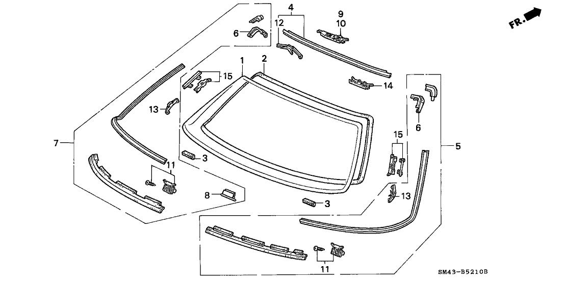 Honda 73251-SM4-901 Molding, RR. Windshield (Upper)