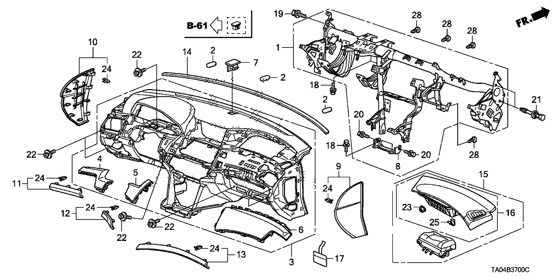 Honda 77263-TA5-A01ZB Garnish Assy., Passenger *YR334L* (US TAUPE GUN METALLIC)