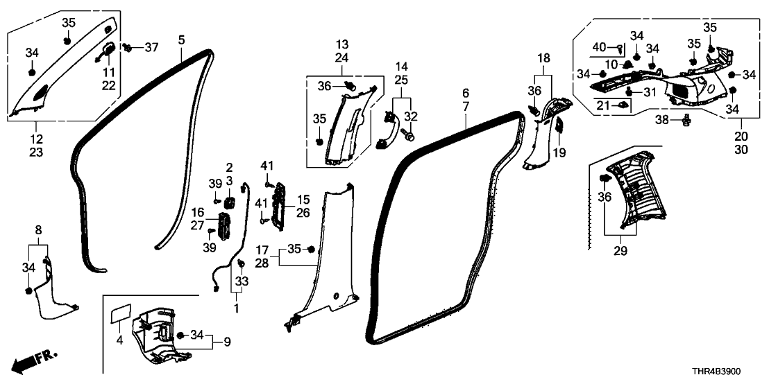 Honda 84191-THR-A11ZA Garnish Assy., L. RR. Pillar *YR507L* (SHADOW BEIGE)