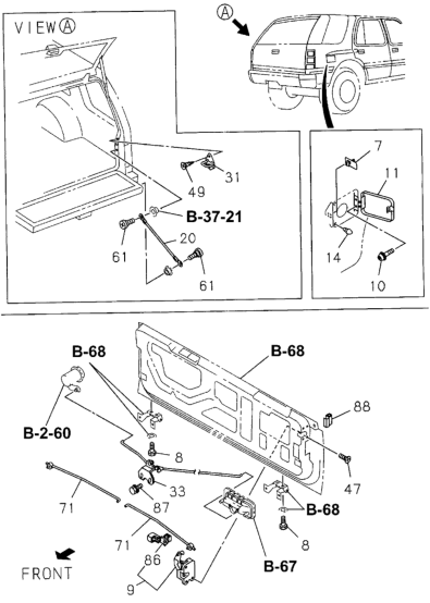 Honda 8-97087-661-0 Crank Assy., Tailgate Lock