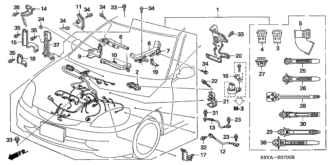 Honda 32129-PHM-000 Holder, Engine Wire Harness (Upper)