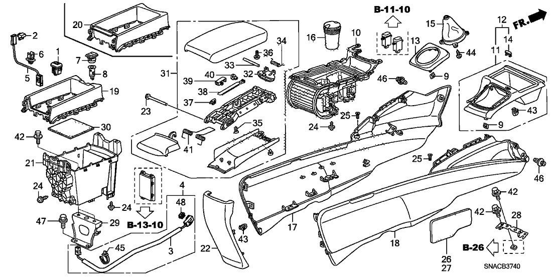 Honda 83411-SNG-U01 Insulator, R. Center Console