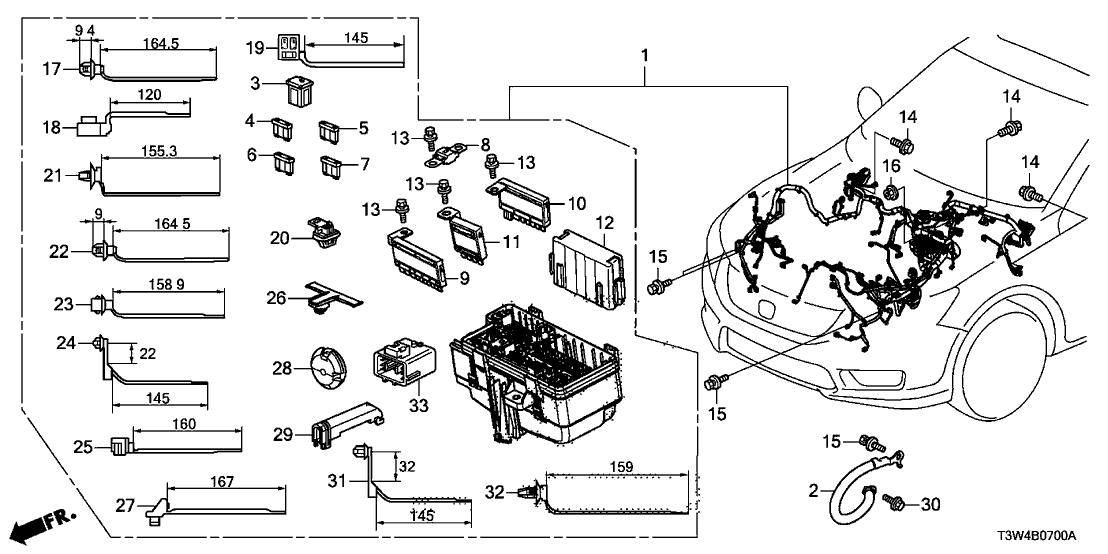 Honda 32200-T3W-A01 Wire Harness, Engine Room