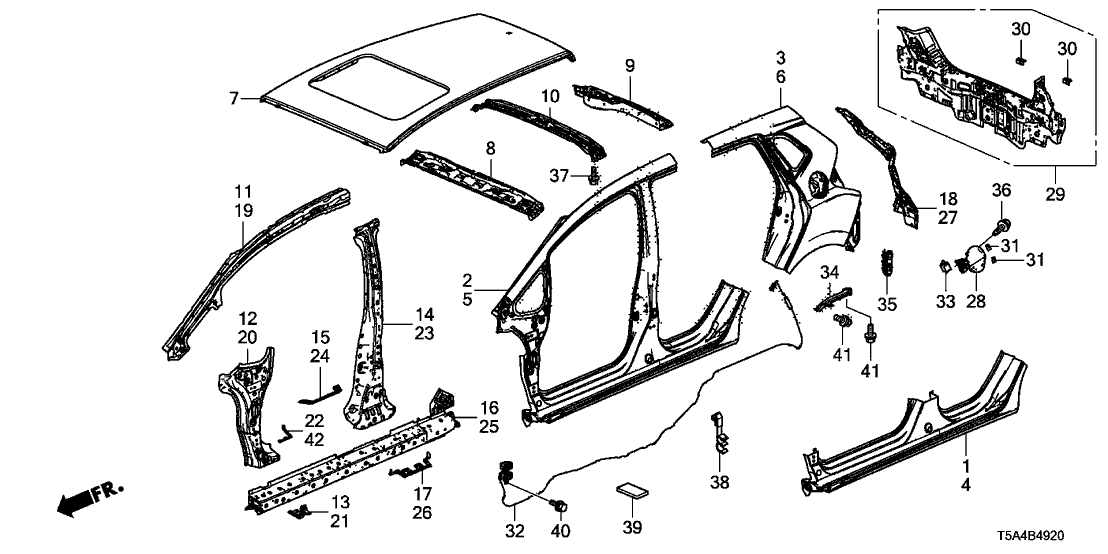 Honda 04646-T5R-A90ZZ Panel Set, L. RR. (Outer) (DOT)