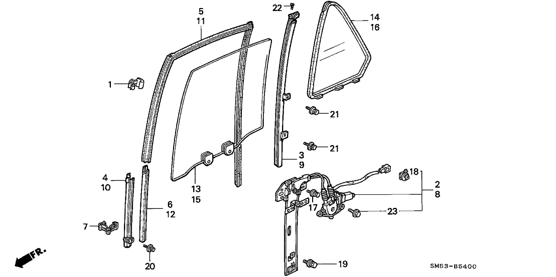 Honda 73460-SM5-A01 Glass Assy., L. RR. Door Quarter (Aptech)