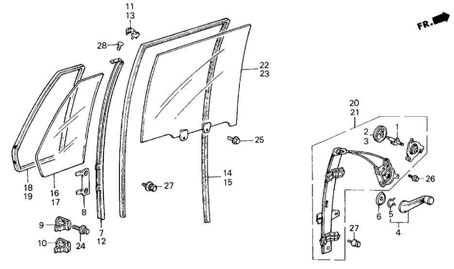 Honda 76350-SB4-000 Glass Assy., R. RR. Door (Blue)