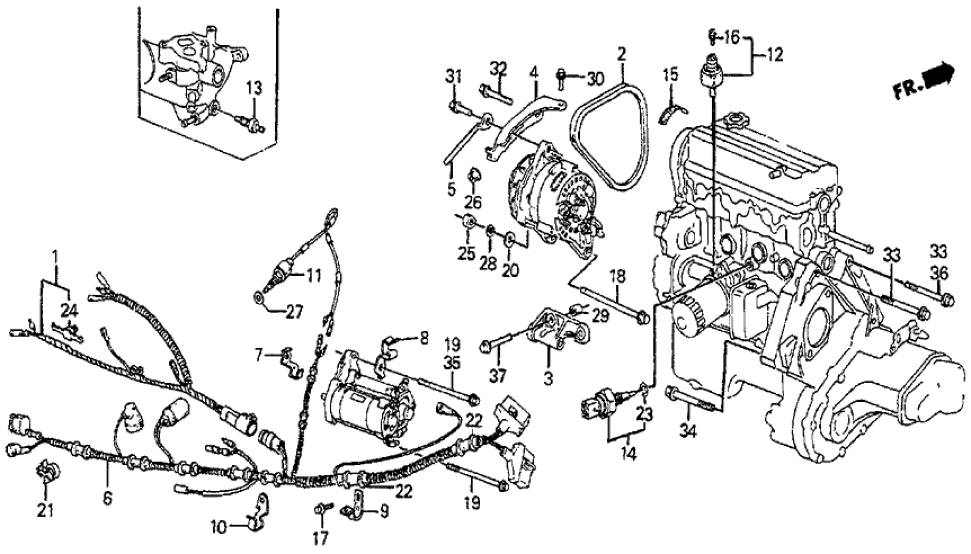 Honda 32745-PC6-000 Clamp E, Engine Wire Harness