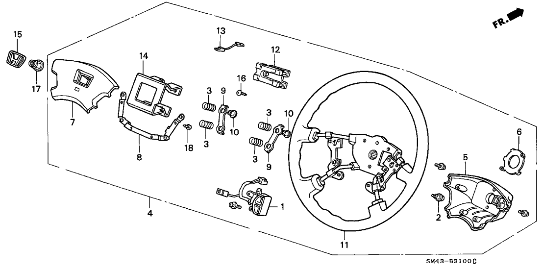 Honda 78500-SM4-A51ZA Wheel Assembly, Steering (Black)