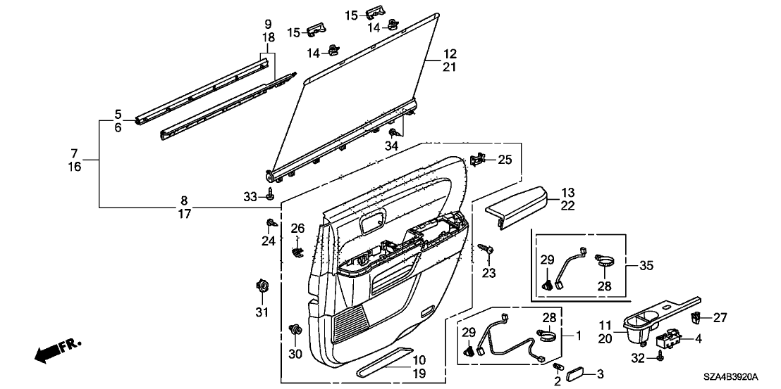 Honda 83701-SZA-A01ZD Lining Assy., R. RR. Door *YR309L* (TU LIGHT BEIGE)