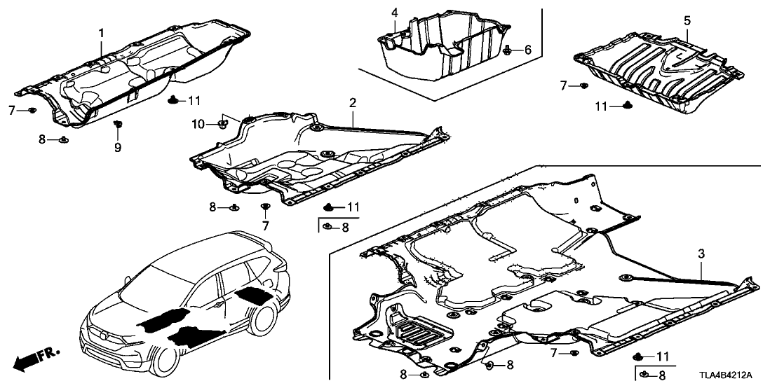 Honda 74620-TLB-A20 CVR, MIDDLE FLOOR