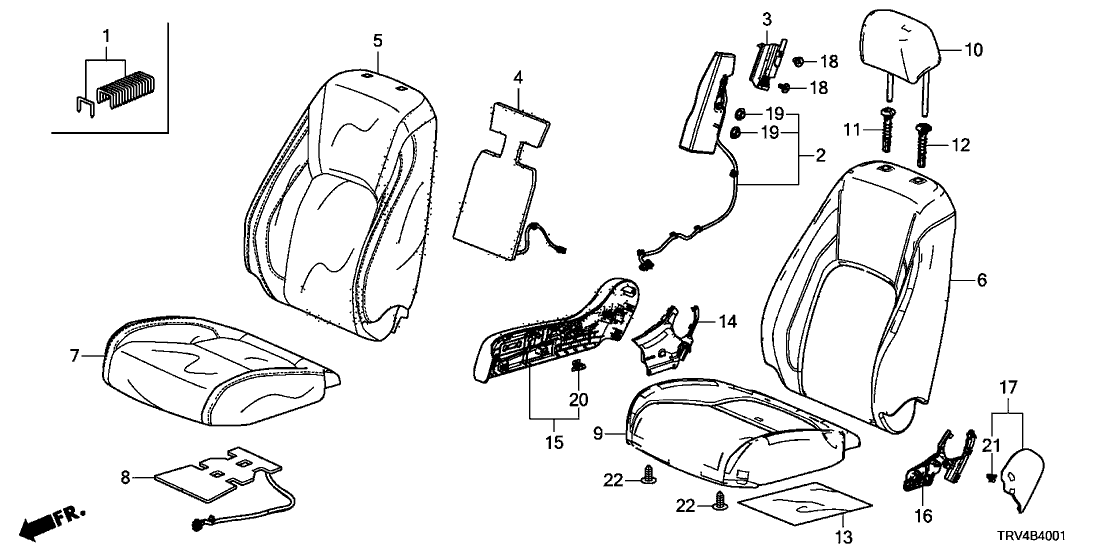 Honda 81140-TRV-A01ZB Headrest Assy., FR. *NH900L* (LEA) (DEEP BLACK)