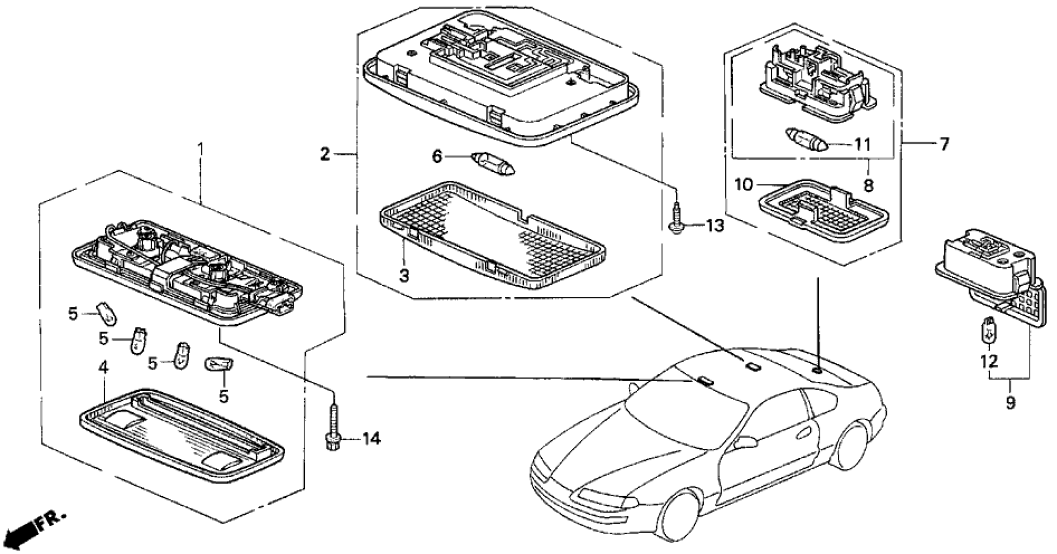 Honda 34250-SS0-J01ZA Light Assembly, Front Interior (Half Black)