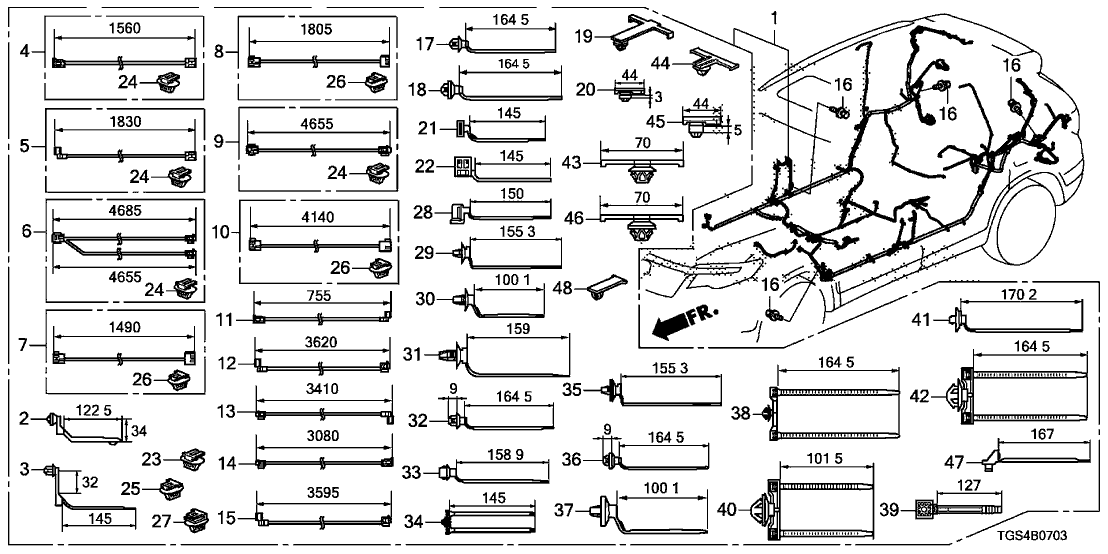 Honda 91543-TZ5-A01 Clip, Band Harness (Offset 30MM) (145MM) (Seal)