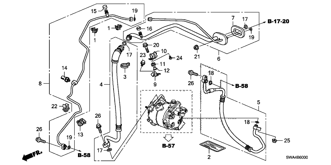 Honda 80361-SWA-A00 Stay, Air Conditioner Pipe