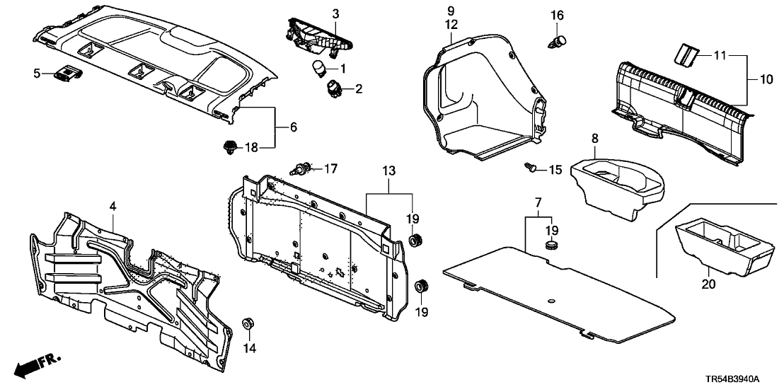 Honda 84651-TR5-A01ZA Lining Assy., L. Trunk Side *NH554L* (STONE GRAY)