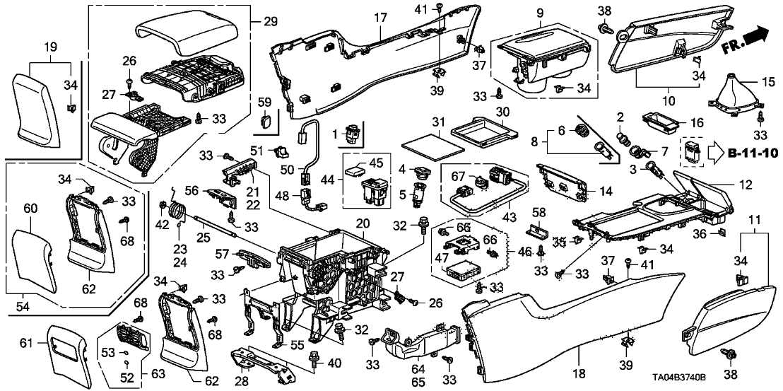 Honda 77296-TA0-A01ZB Panel Assy., Console *NH167L*