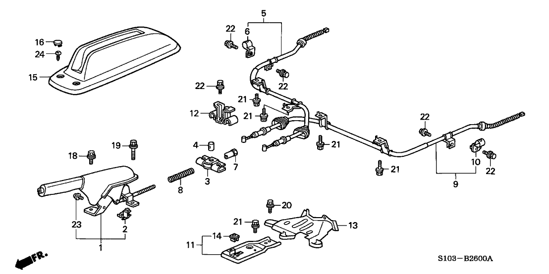 Honda 47105-S10-A01ZA Lever Assy., Parking Brake *NH293L* (SEAGULL GRAY)