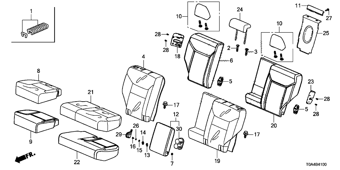 Honda 82988-T0A-A01ZF Garnish, RR. Center Armrest *NH828L* (URBAN GRAY)