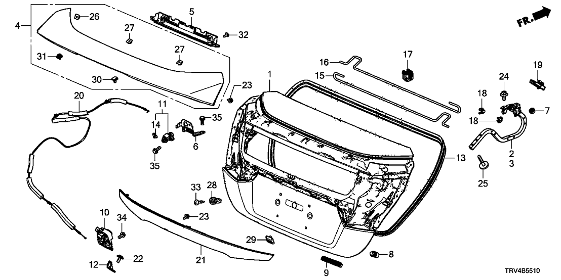 Honda 74890-TRT-003 Garnish, Rear License